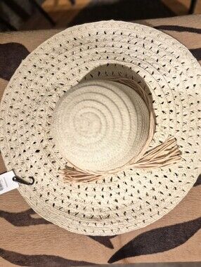 Cato Cream Straw Sun Hat with Natural Trim